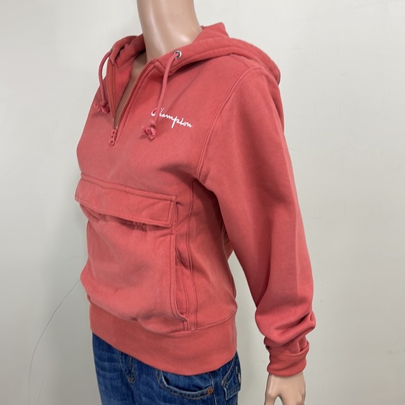 Champion Men’s Manorak Dusty Red Brick With Front Pouch Pocket Hoodie - Picture 4 of 16